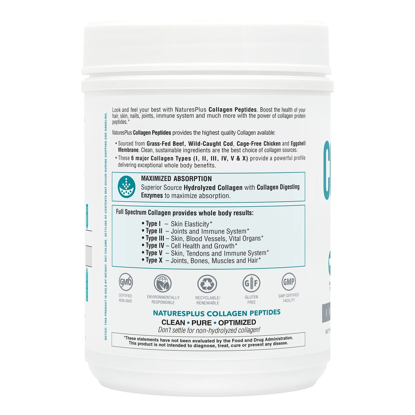 NaturesPlus Collagen Peptides 588g